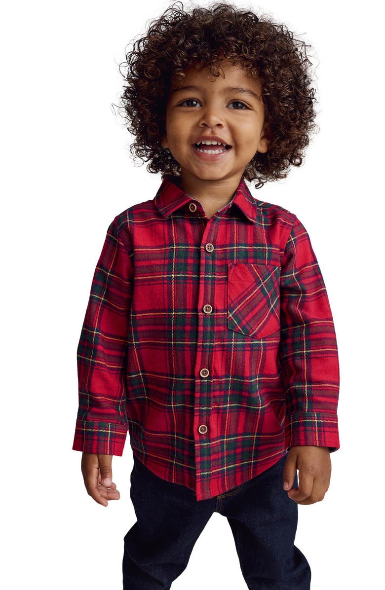 NEXT Kids' Tartan Cotton Flannel Button-Up Shirt, Alternate, color, 
