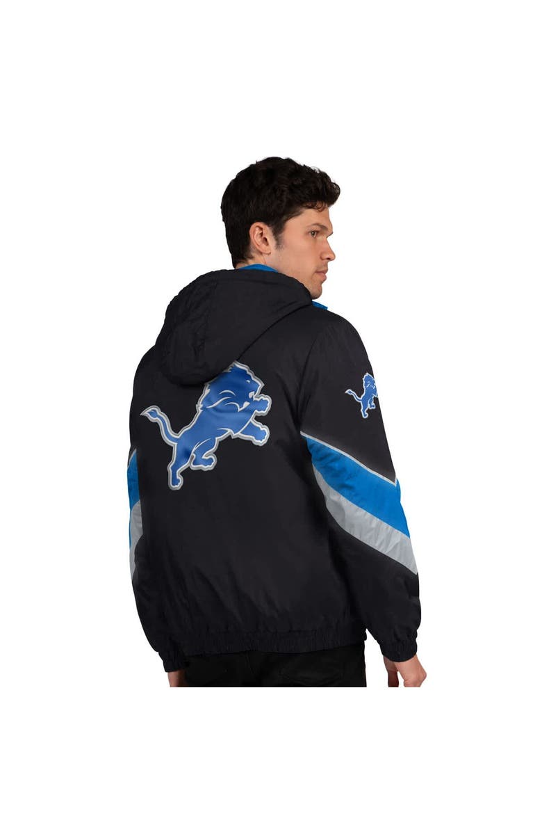 STARTER Men's Starter Black/Blue Detroit Lions Thursday Night Gridiron Full-Zip Jacket, Alternate, color, Black