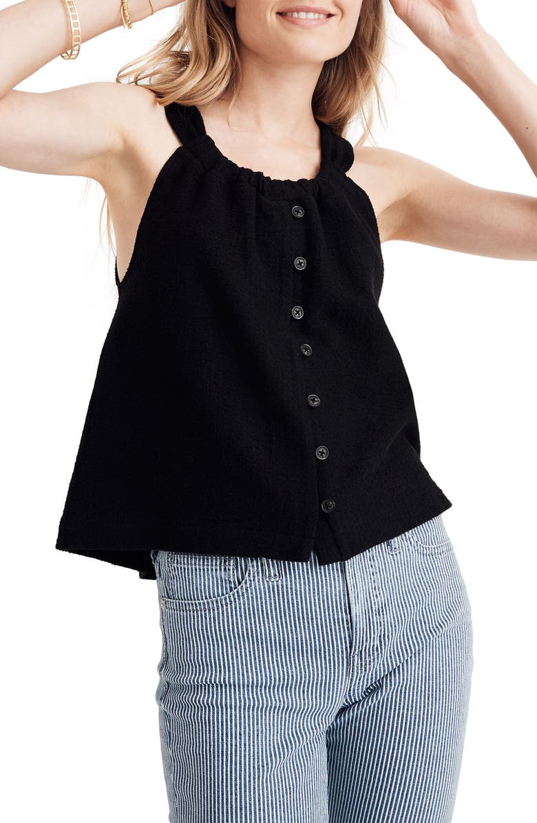 Madewell Texture & Thread Button Front Swing Tank, Main, color, 