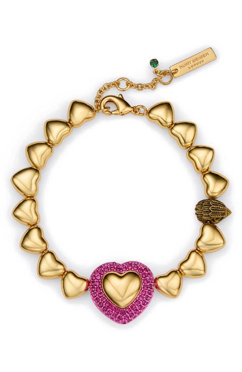 Pavé Crystal Heart Flex Bracelet