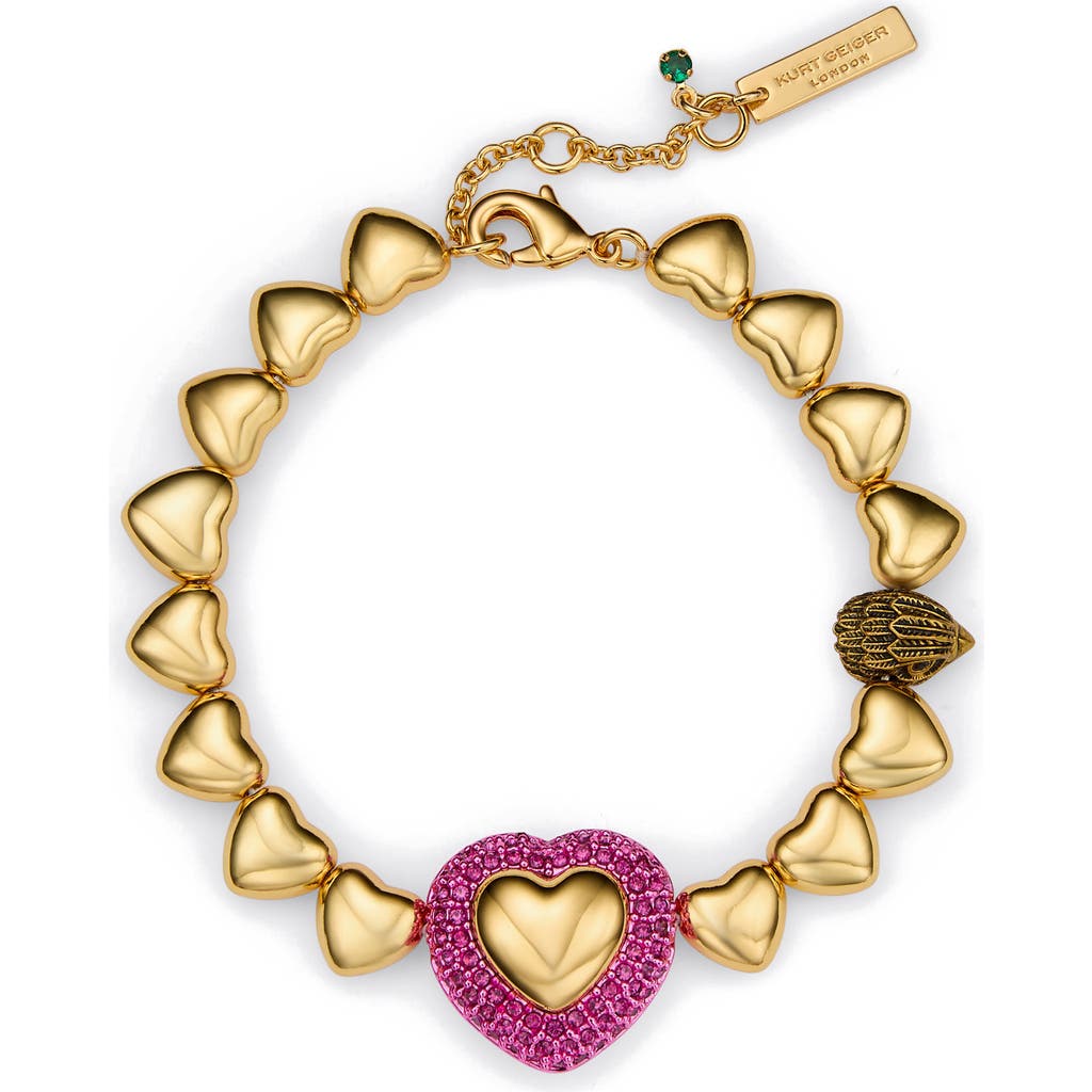 Kurt Geiger London Pavé Crystal Heart Flex Bracelet In Gold