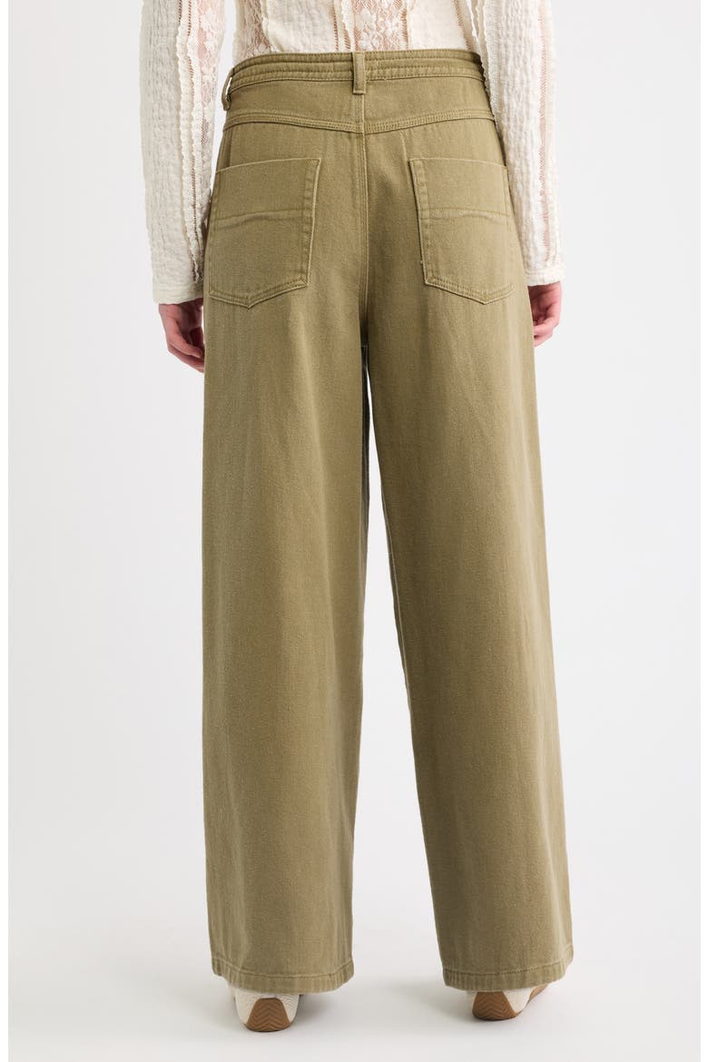 Drawstring High Waist Cotton Wide Leg Pants, Alternate, color, GREEN