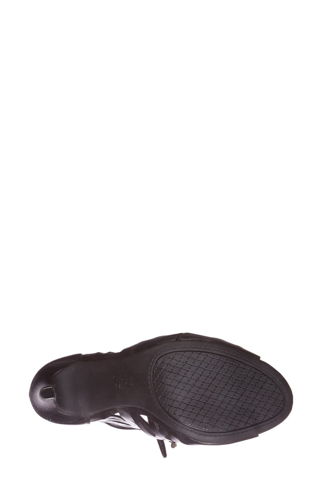 'Emerita' Laser Cutout Cage Sandal, Alternate, color, BLACK