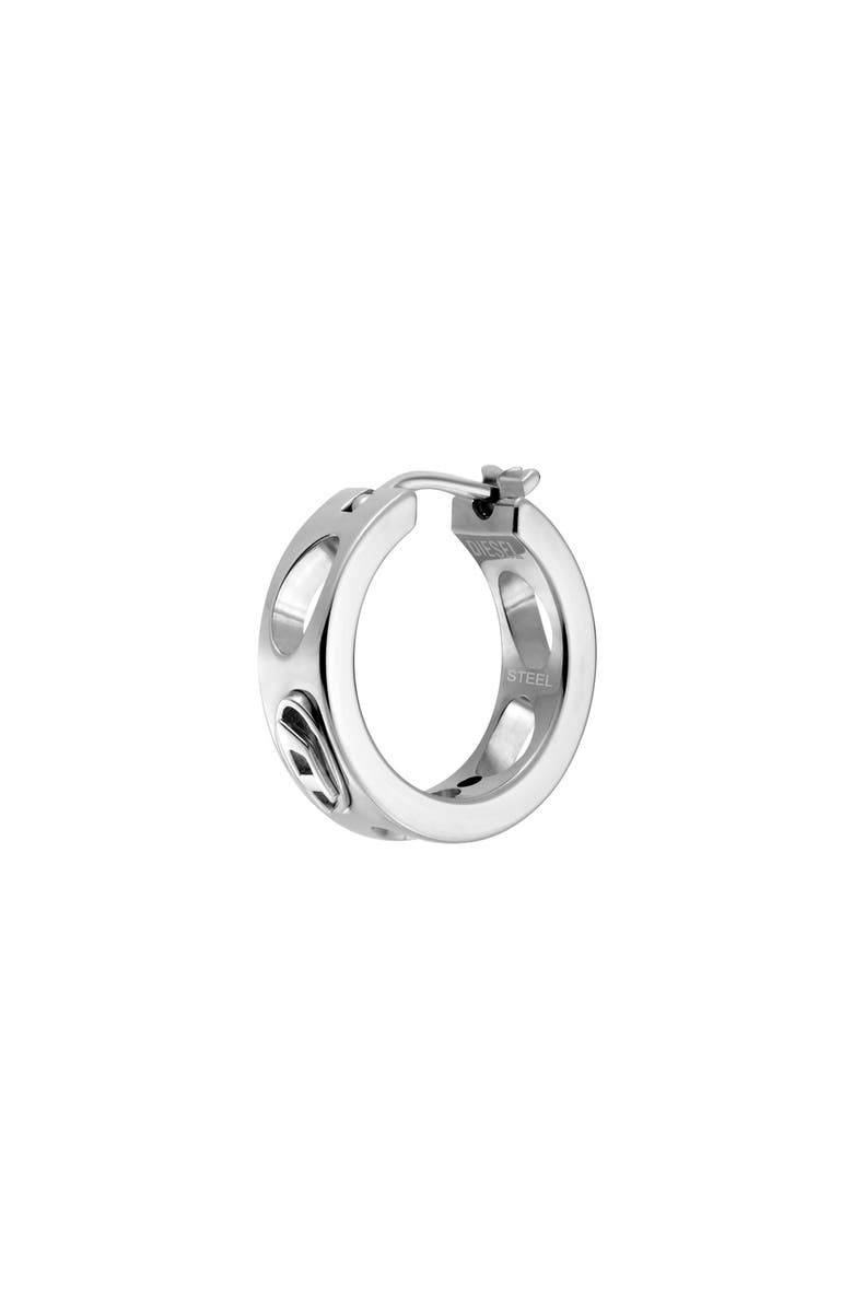 DIESEL<sup>®</sup> Oval D Logo Single Hoop Earring, Alternate, color, Silver