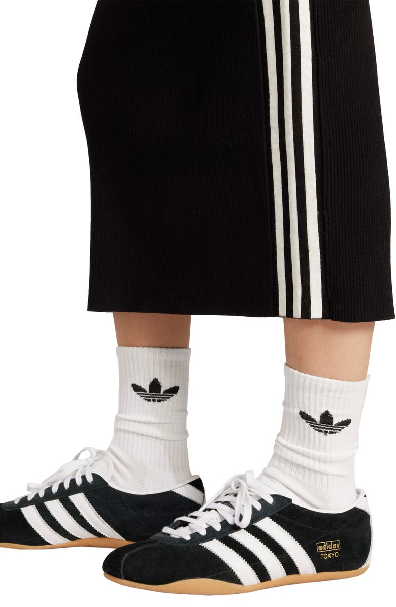 adidas 3-Stripes Knit Midi Skirt, Alternate, color, Black