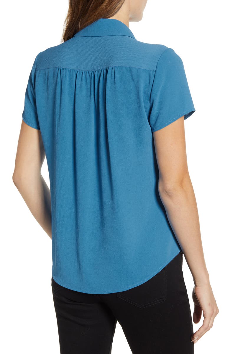 Vince Camuto Notch Collar Wrap Front Blouse, Alternate, color,