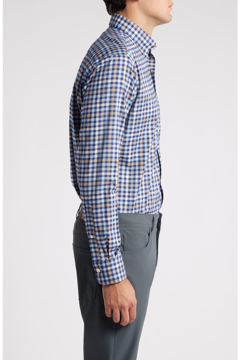 Chambly Crown Lite Check Performance Button-Down Shirt, Alternate, color, NAVY