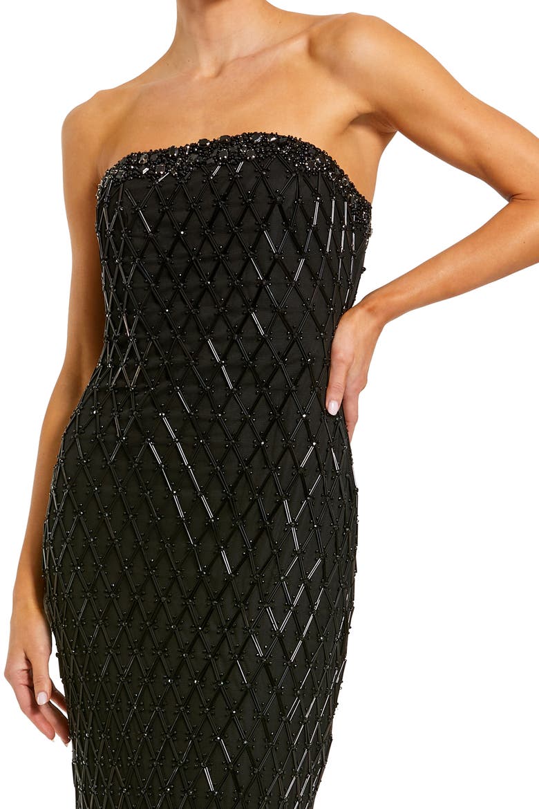 Strapless Embellished Column Dress, Alternate, color, Black