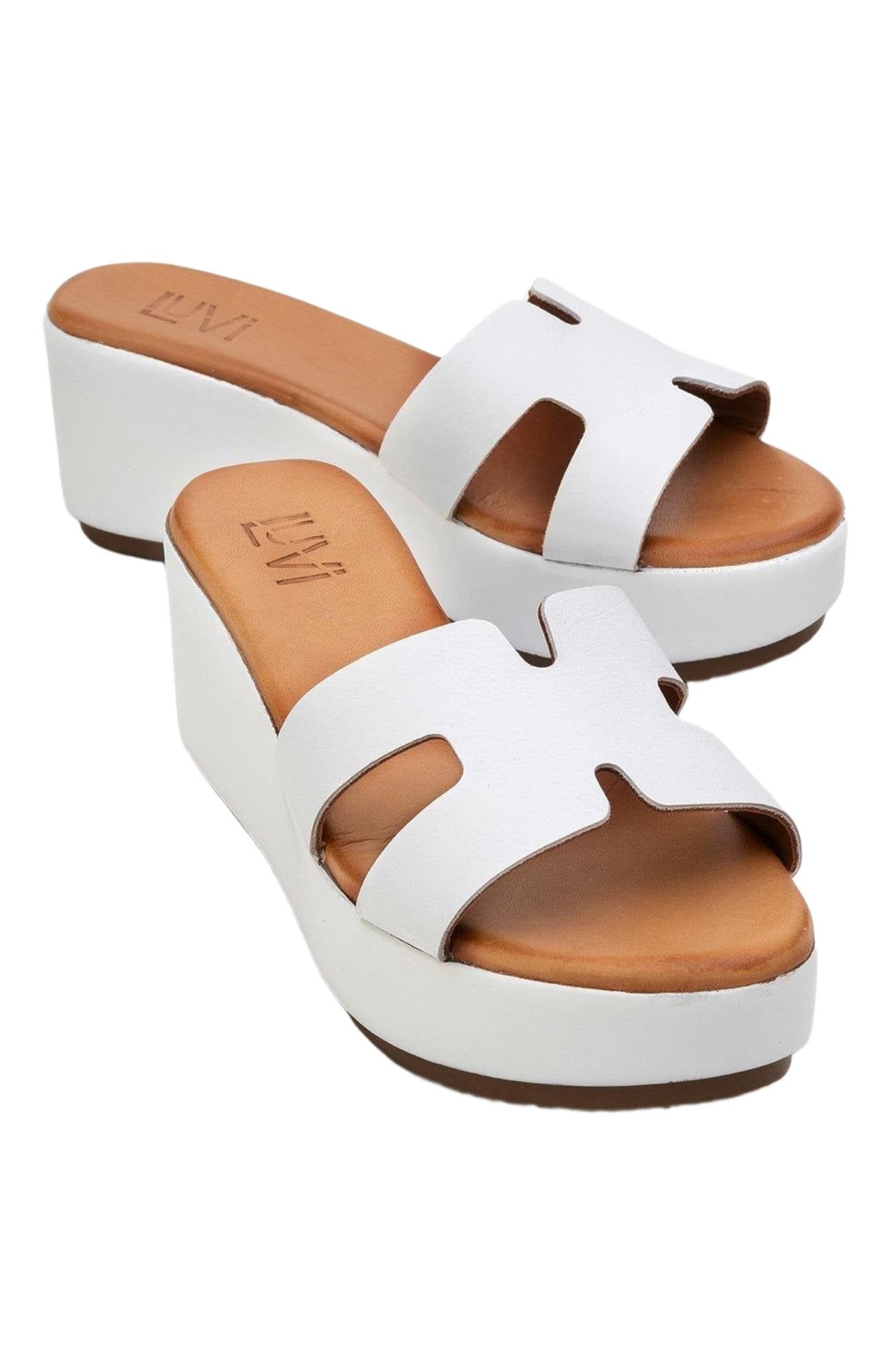 Forever 
Always Shoes Lia Leather Platform Sandal, Main, color, White Leather