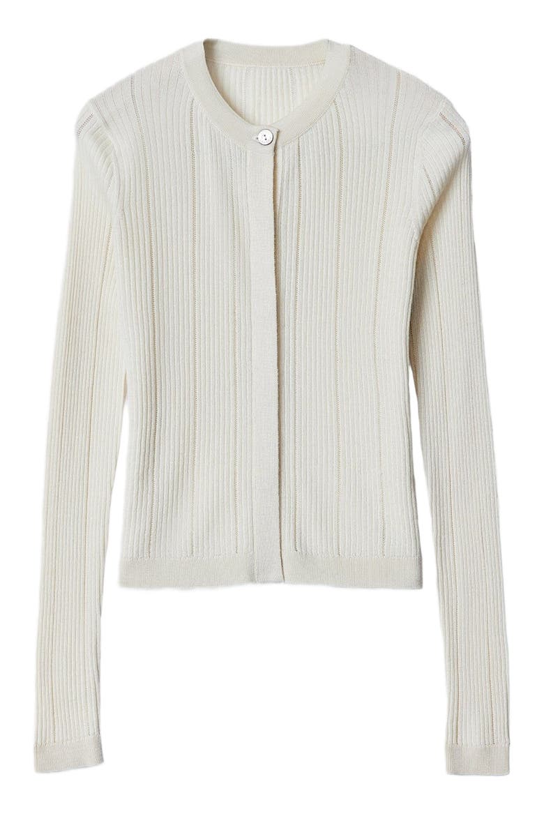 Hidden Button-Front Cashmere Silk Cardigan, Alternate, color, whisper white