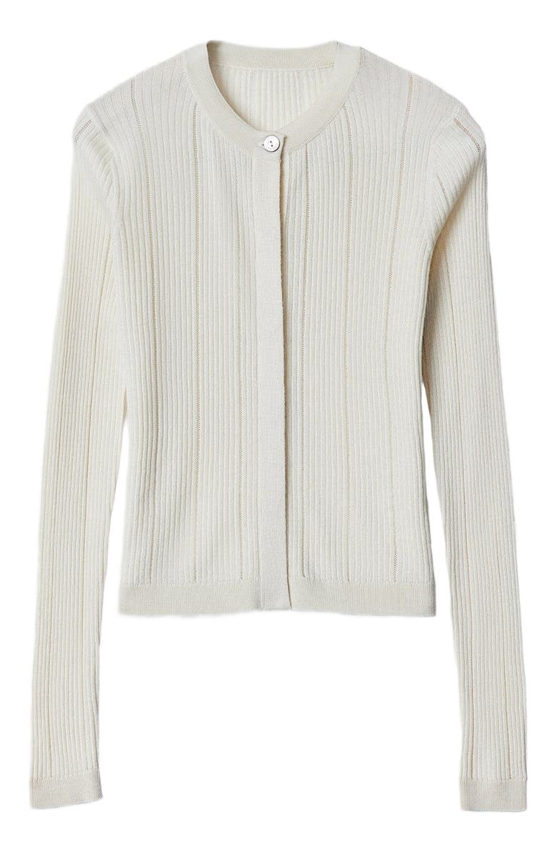 GOBI Mongolian Cashmere Hidden Button-Front Cashmere Silk Cardigan, Alternate, color, Whisper White