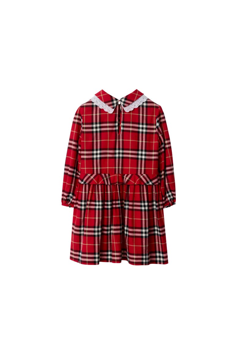 Check Cotton Flannel Dress, Alternate, color, Poppy red