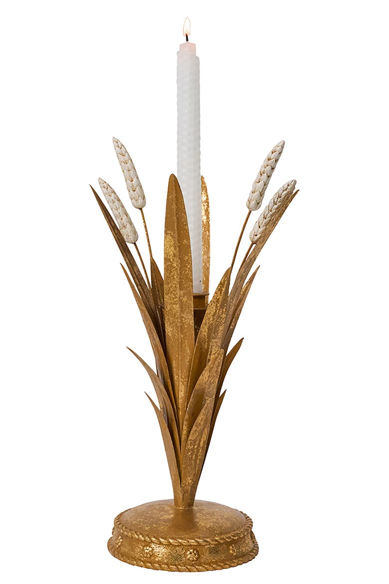 Forest Walk Wheat 13-Inch Candleholder, Alternate, color, GOLD