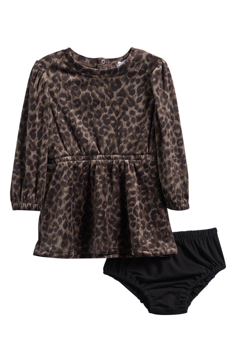 Splendid Cheetah Print Long Sleeve Dress & Bloomers Set, Main, color, Leopard Print