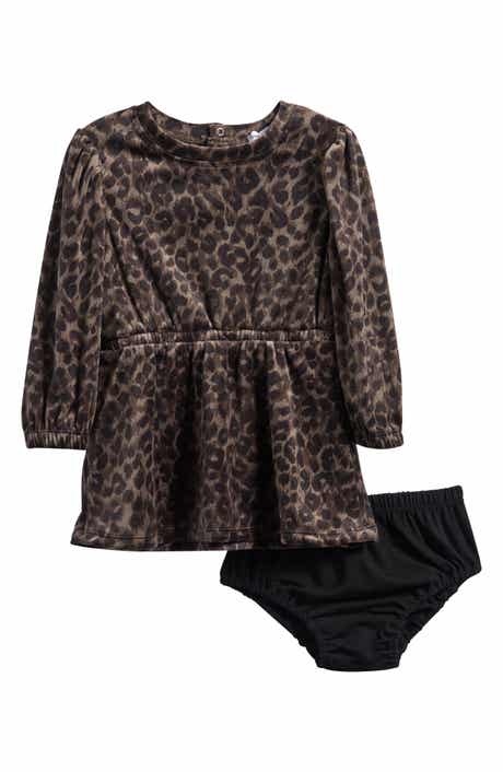 Cheetah Print Long Sleeve Dress & Bloomers Set