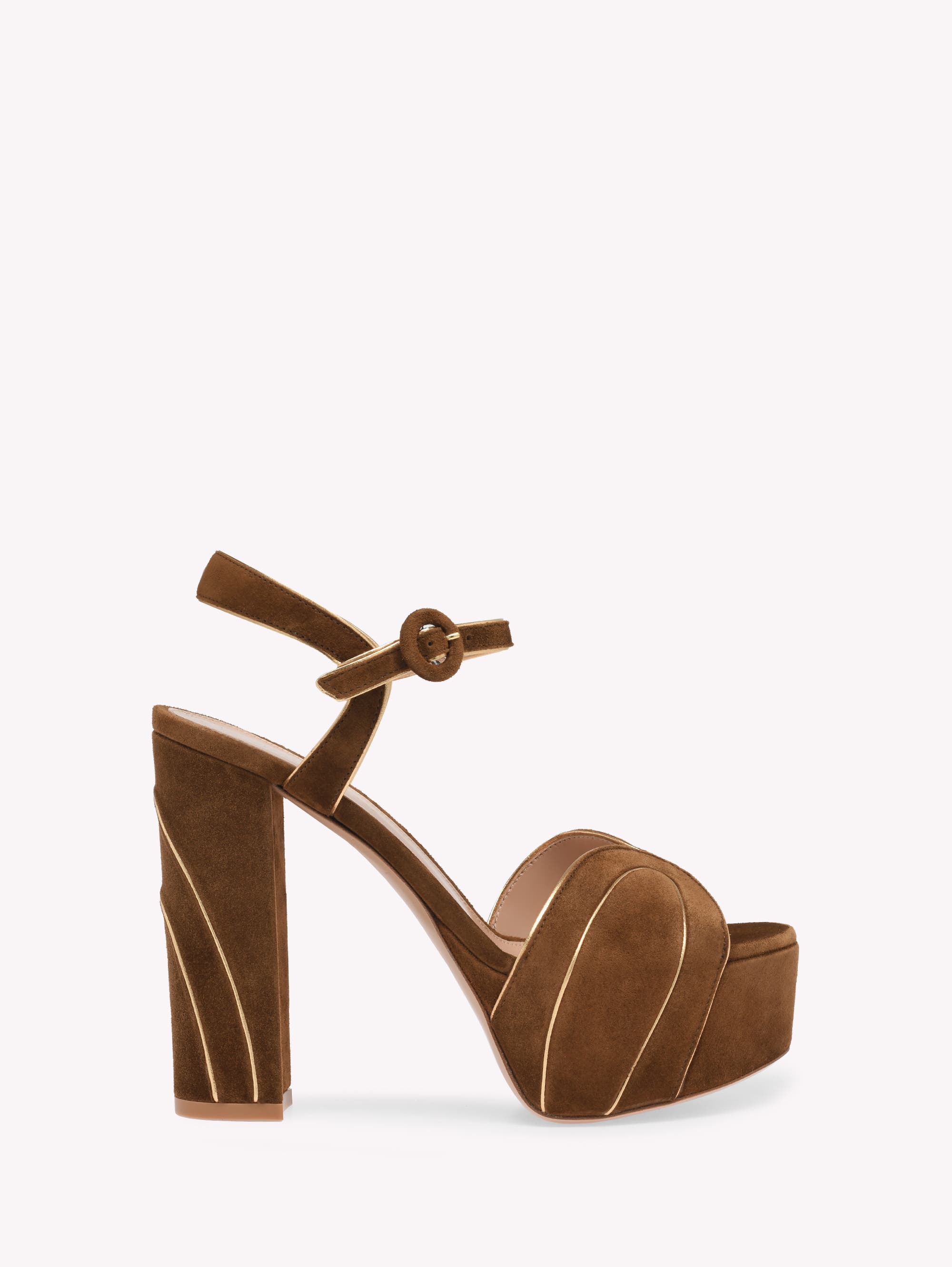 Gianvito Rossi Tamara Sandals, Main, color, Brown Suede And Nappa