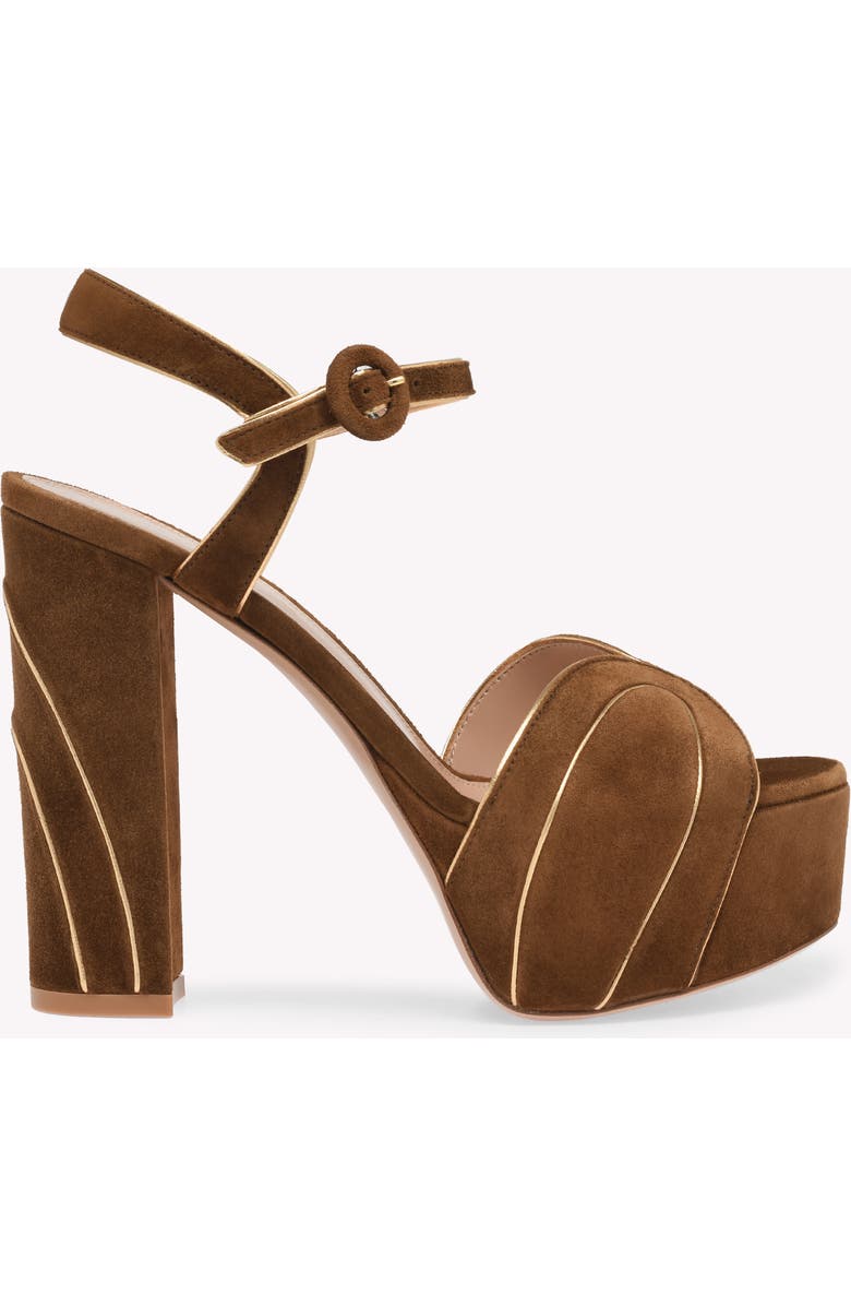 Gianvito Rossi Tamara Sandals, Main, color, Brown Suede And Nappa