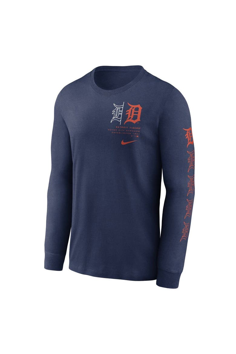 Men's Nike Navy Detroit Tigers Team Slider Tri-Blend Long Sleeve T-Shirt, Alternate, color, Navy