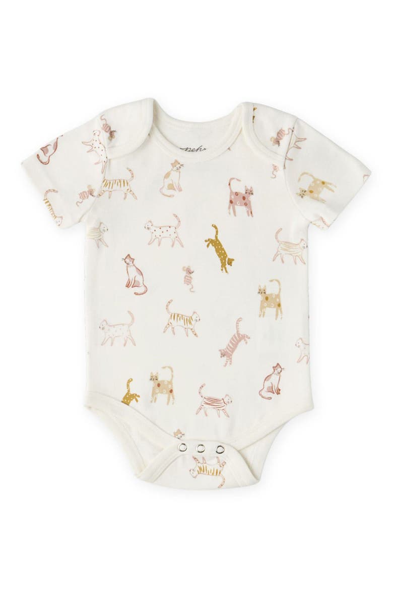 Copy Cat Print Organic Cotton Bodysuit, Main, color, COPY CAT