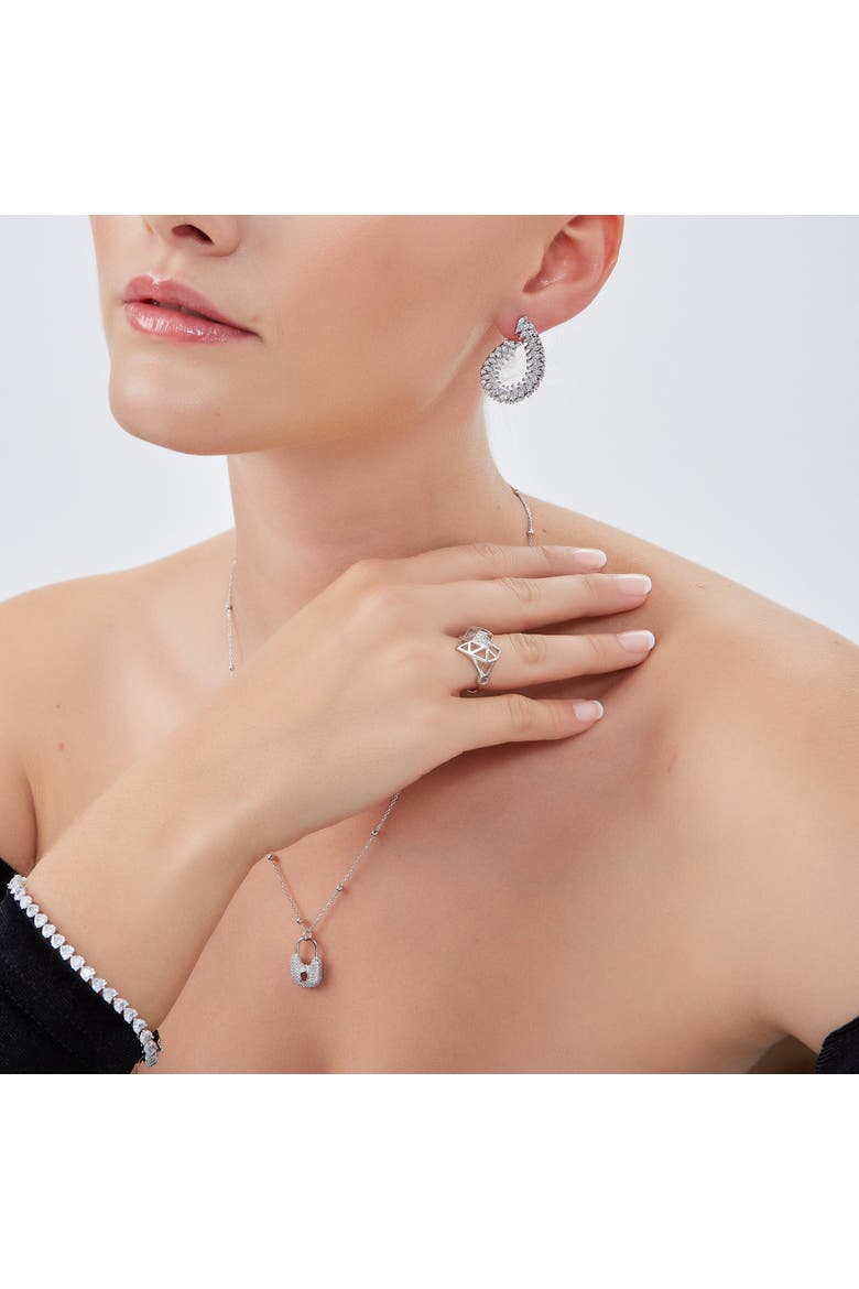 Geometric Heart Adjustable Ring in Sterling Silver, Alternate, color, Silver