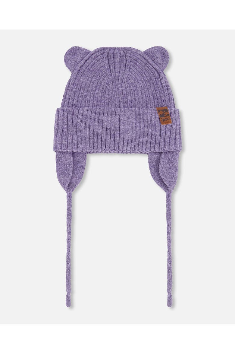 Girl Logo Patch Ribbed Knit Hat, Alternate, color, Lavender