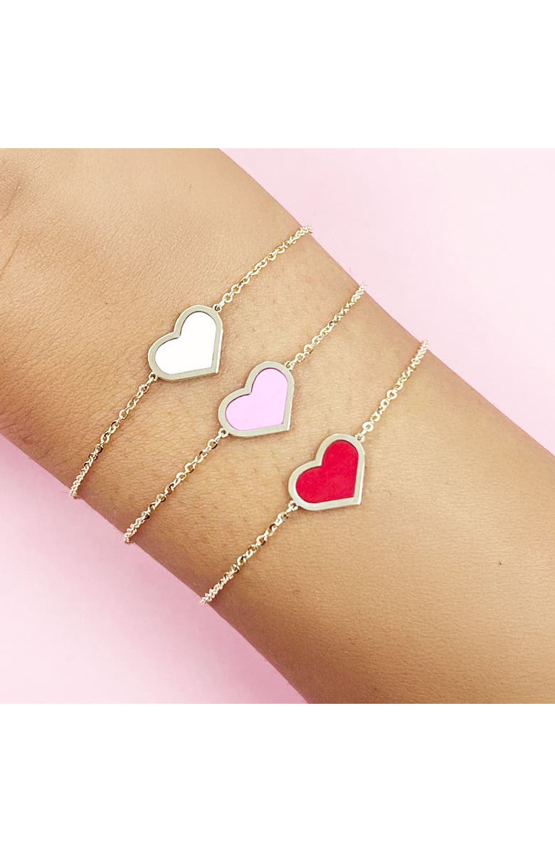 The Lovery Fine Jewelry Pink Silk Diamond Heart Bracelet, Alternate, color, Pink Silk