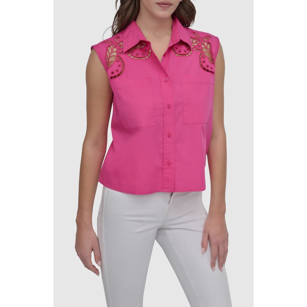 Dkny Cutwork Poplin Button-up Shirt
