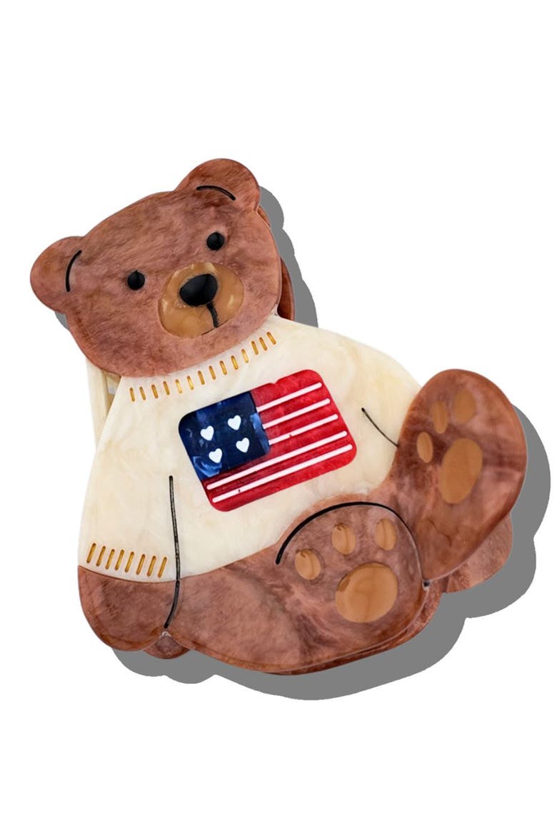Americana Teddy Claw Clip, Main, color, CREAM