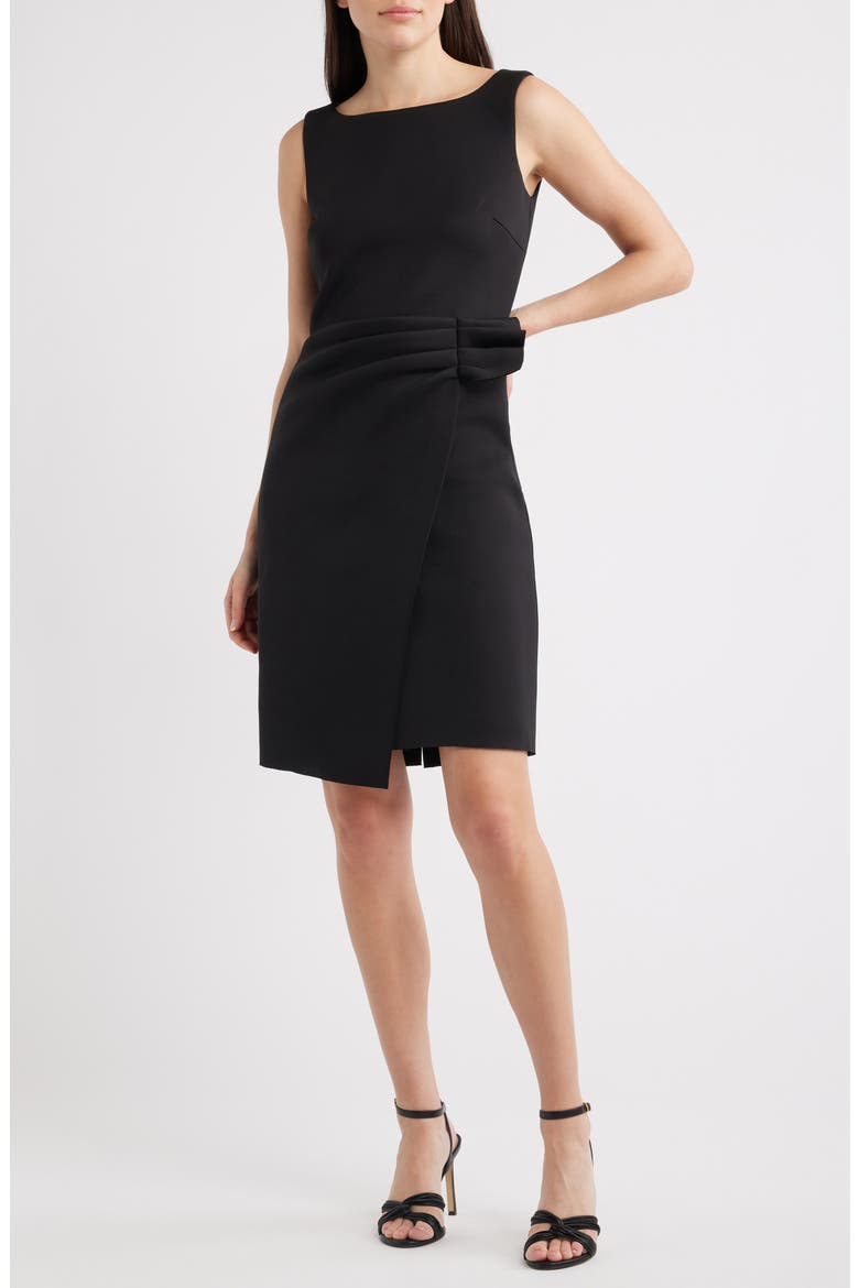 Pleat Sheath Dress, Main, color, ANNE BLACK