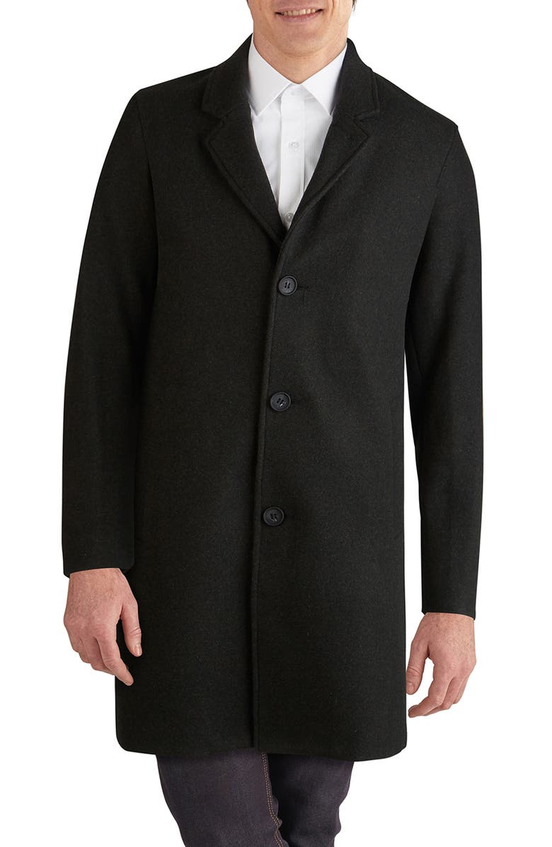 Cole Haan Regular Fit Stretch Wool Coat, Main, color, Black