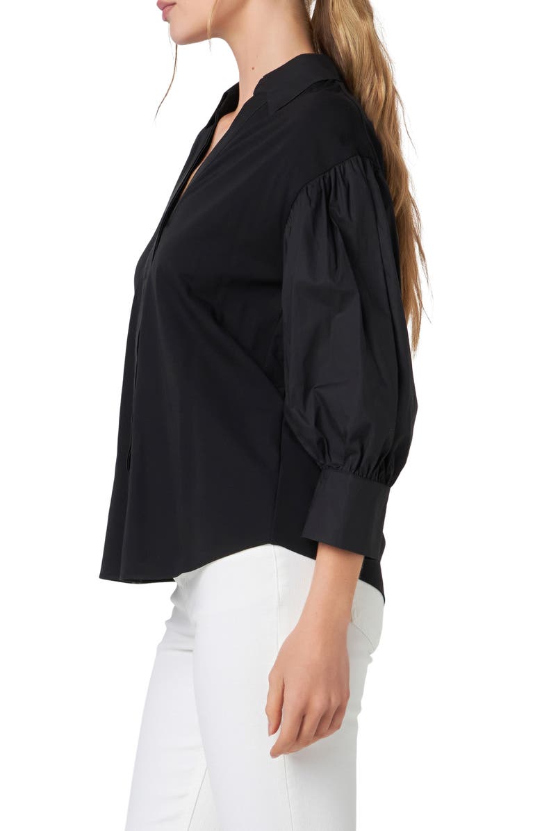 English Factory V-Neck Balloon Sleeve Button-Up Shirt, Alternate, color, 