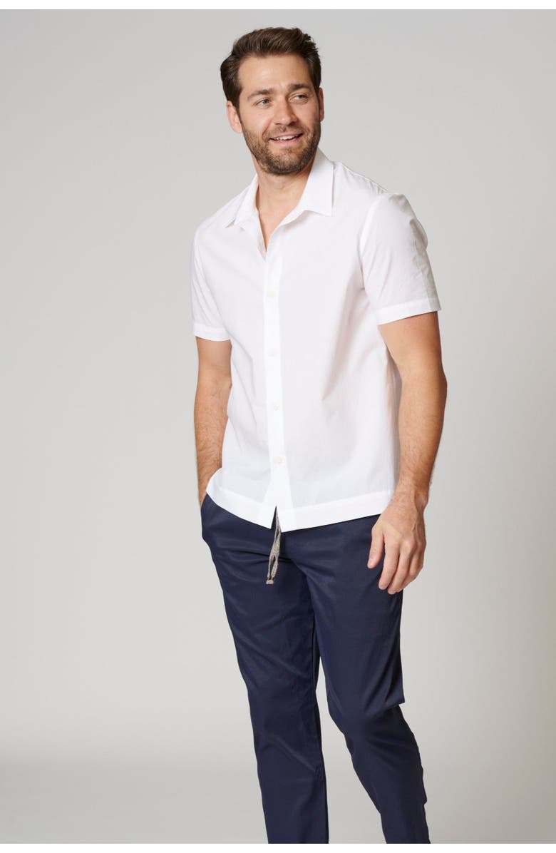 LEISURE LAB Short Sleeve Cotton Button Up, Alternate, color, White