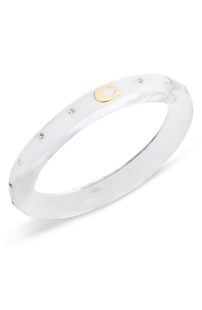 COACH Crystal Resin Bangle, Main, color, Clear/ Gold