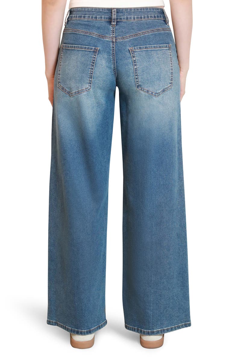 Madden Girl Studded Loose Fit Wide Leg Jeans, Alternate, color, Dark Wash