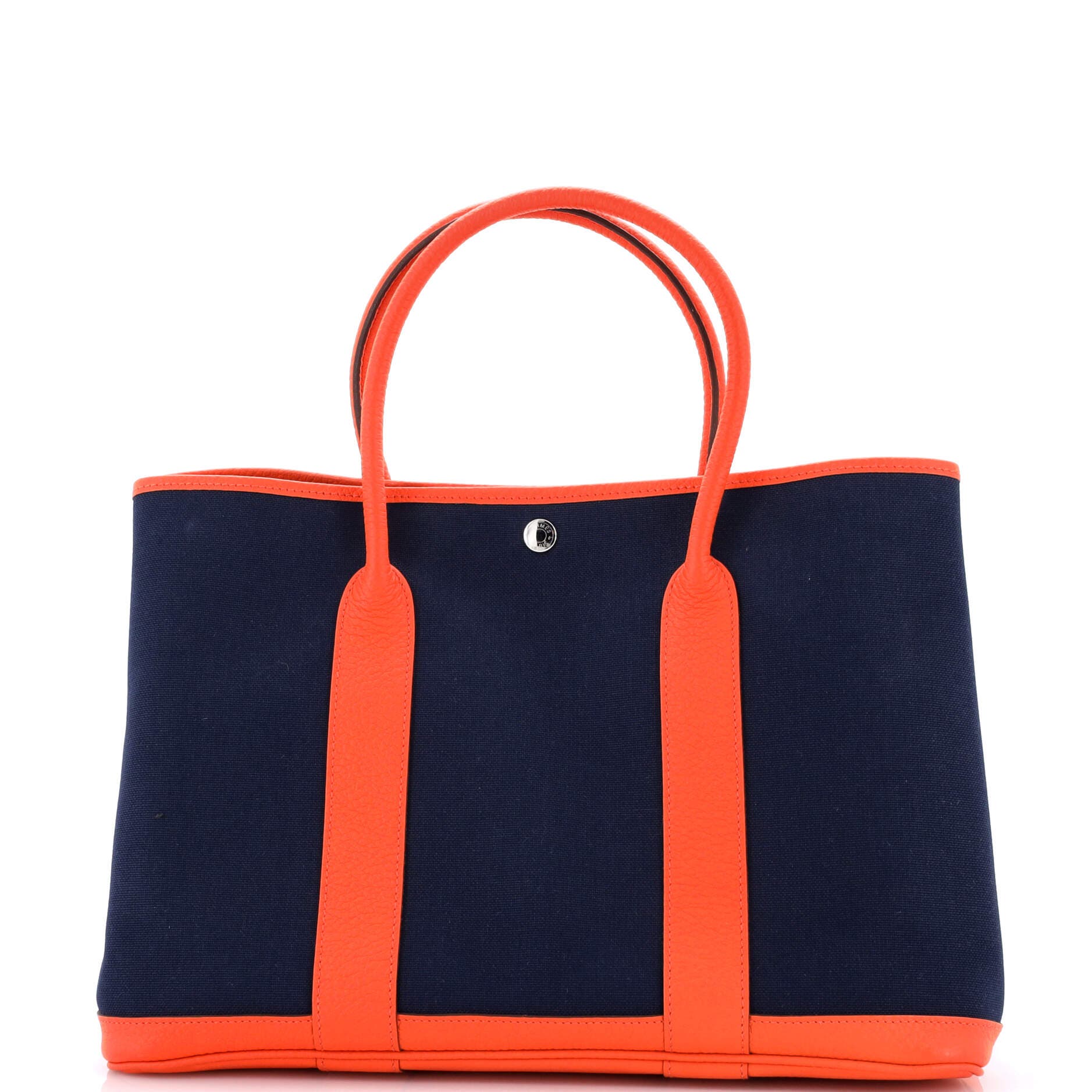 Pre-Owned Hermes Garden Party Tote Toile and Leather 36, Main, color, Bleu Nuit