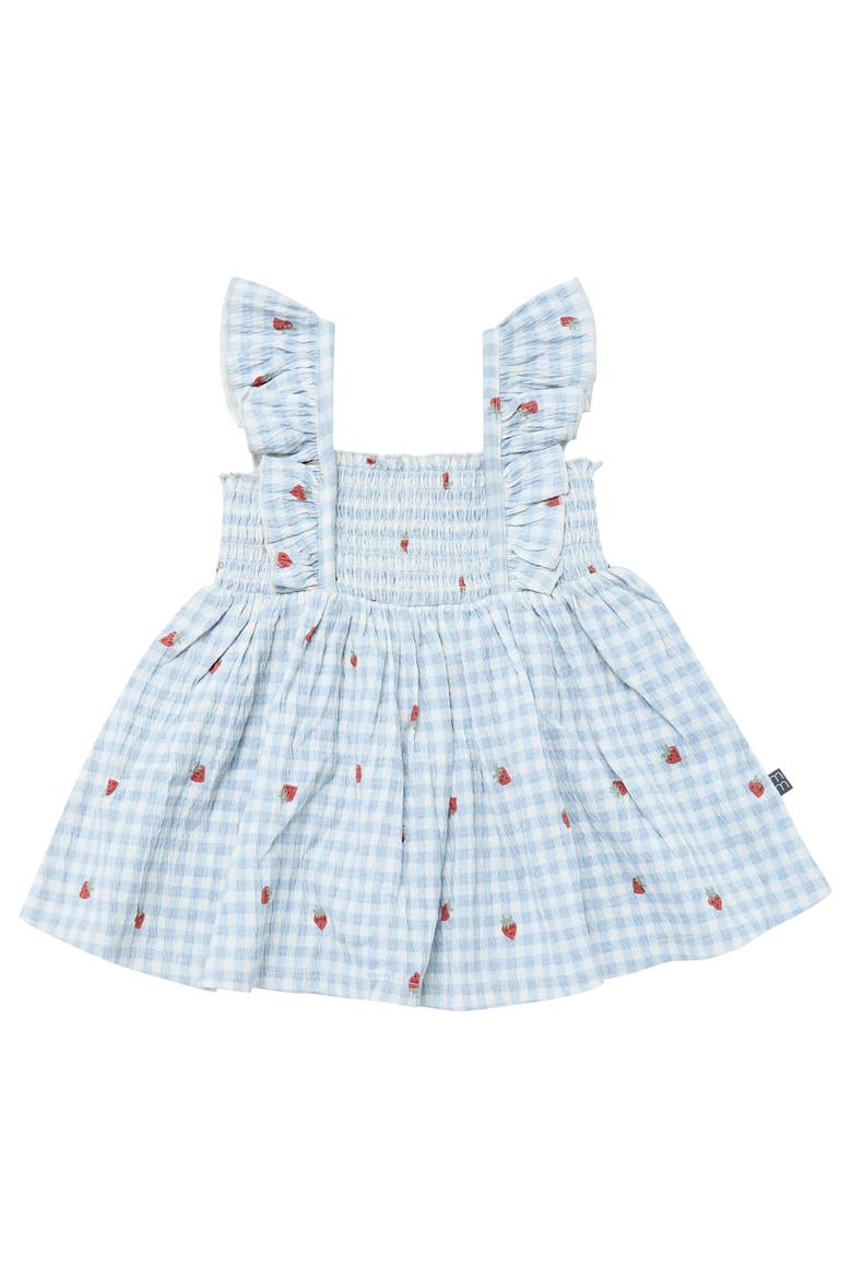 Ruffle Sleeve Dress and Diaper Cover Set, Alternate, color, Strawberry Gingham