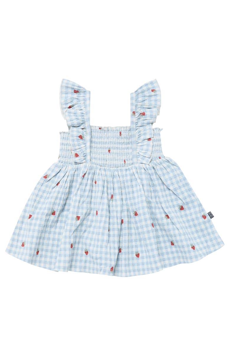 Modern Moments<sup>™</sup> by Gerber Ruffle Sleeve Dress and Diaper Cover Set, Alternate, color, Ivory Strawberry Gingham