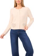CeCe Rhinestone Heart Pocket Cardigan