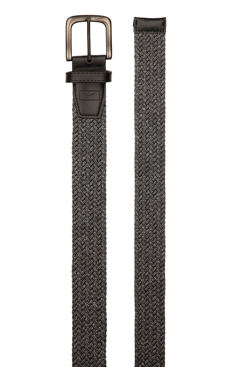 Nike Golf Stretch Webbed Braided Belt, Alternate, color, Dark Grey/ White
