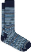 Bugatchi Stripe Cotton Blend Dress Socks