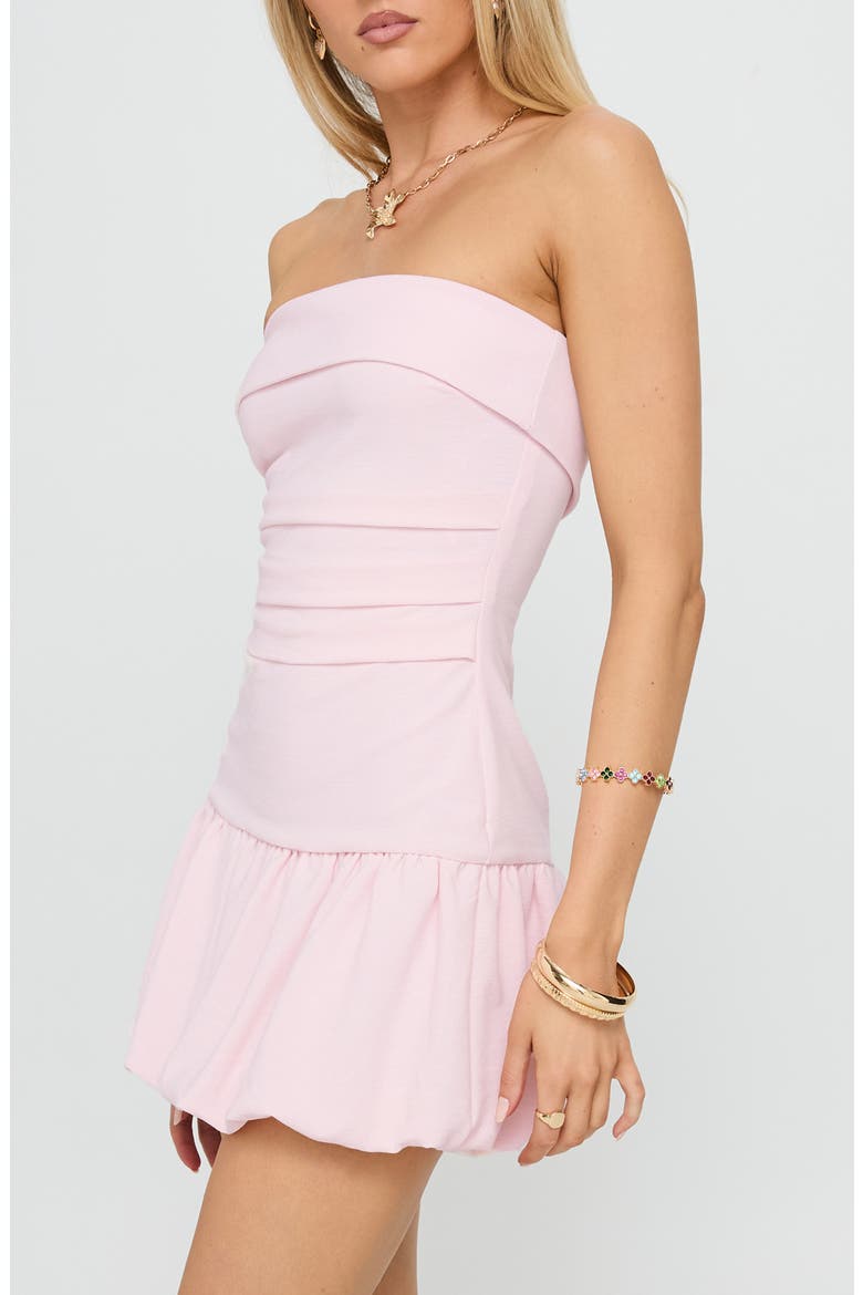 Mousse Strapless Bubble Hem Minidress, Alternate, color, PINK