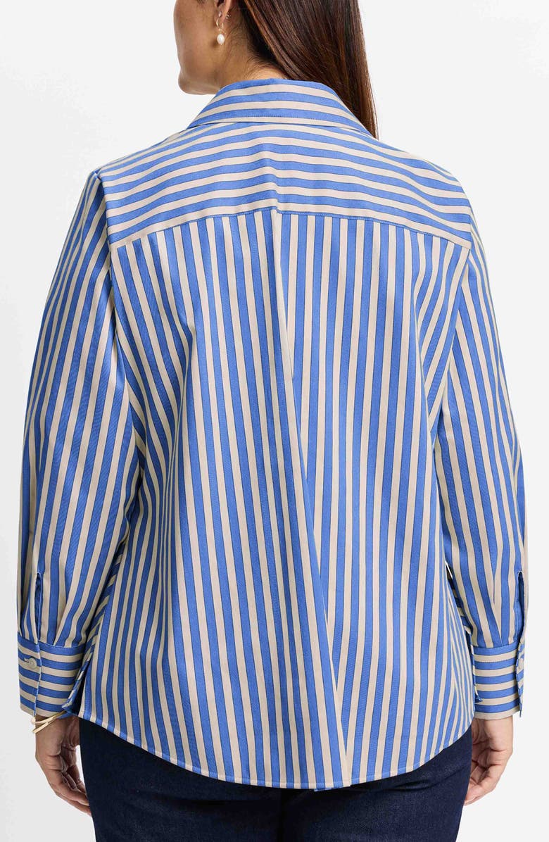 Foxcroft Mary Neutral Stripe Stretch Button-Up Shirt, Alternate, color, Blue
