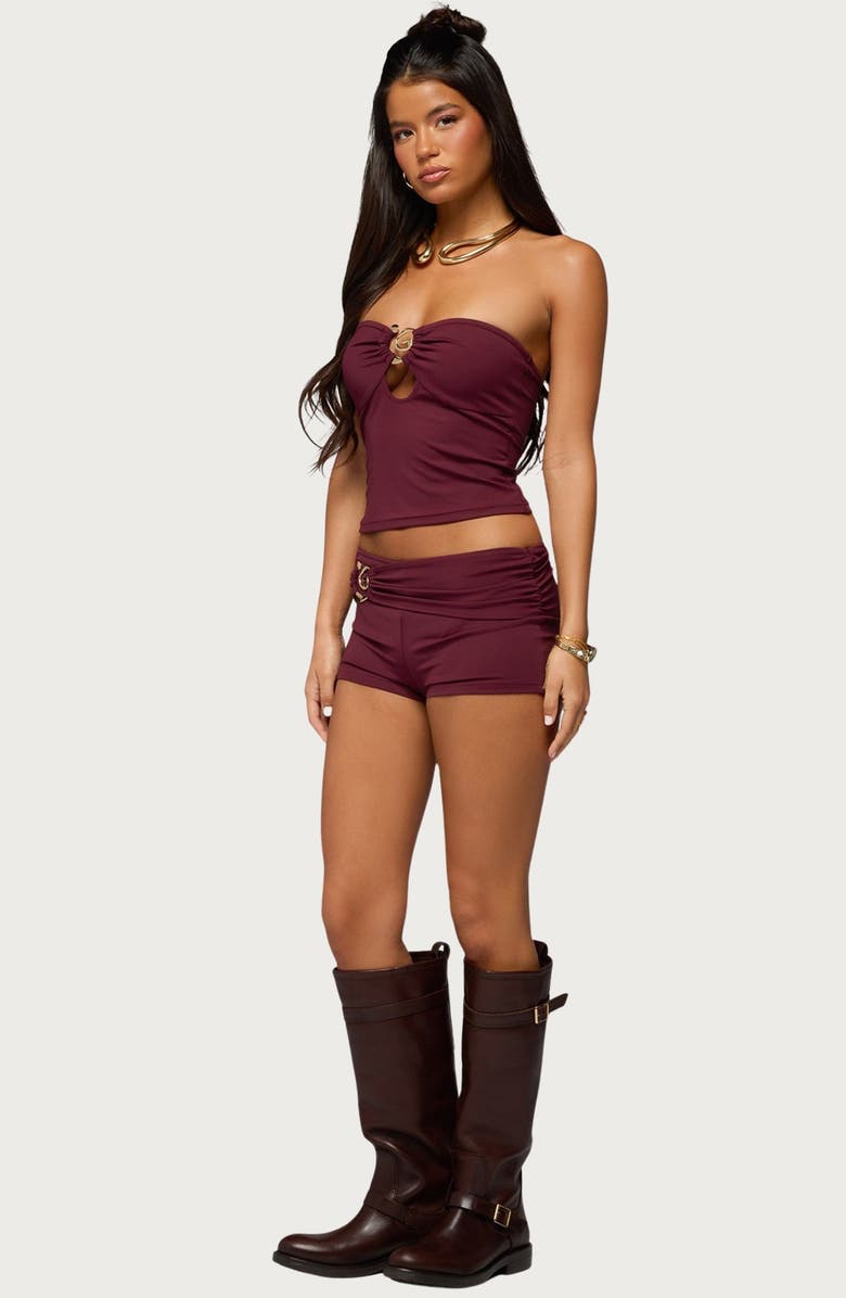 EDIKTED Rusana Swirl Ruched Micro Shorts, Alternate, color, 