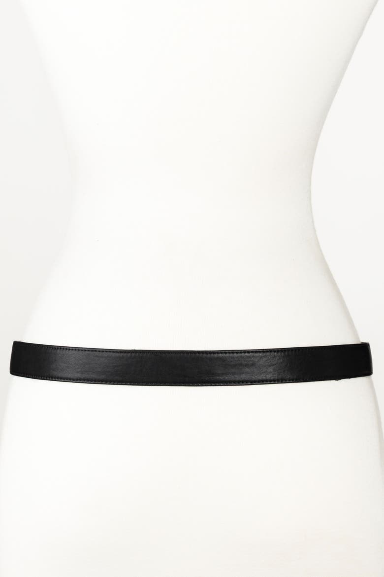 Large Stones Buckle Leather Belt, Alternate, color, Black