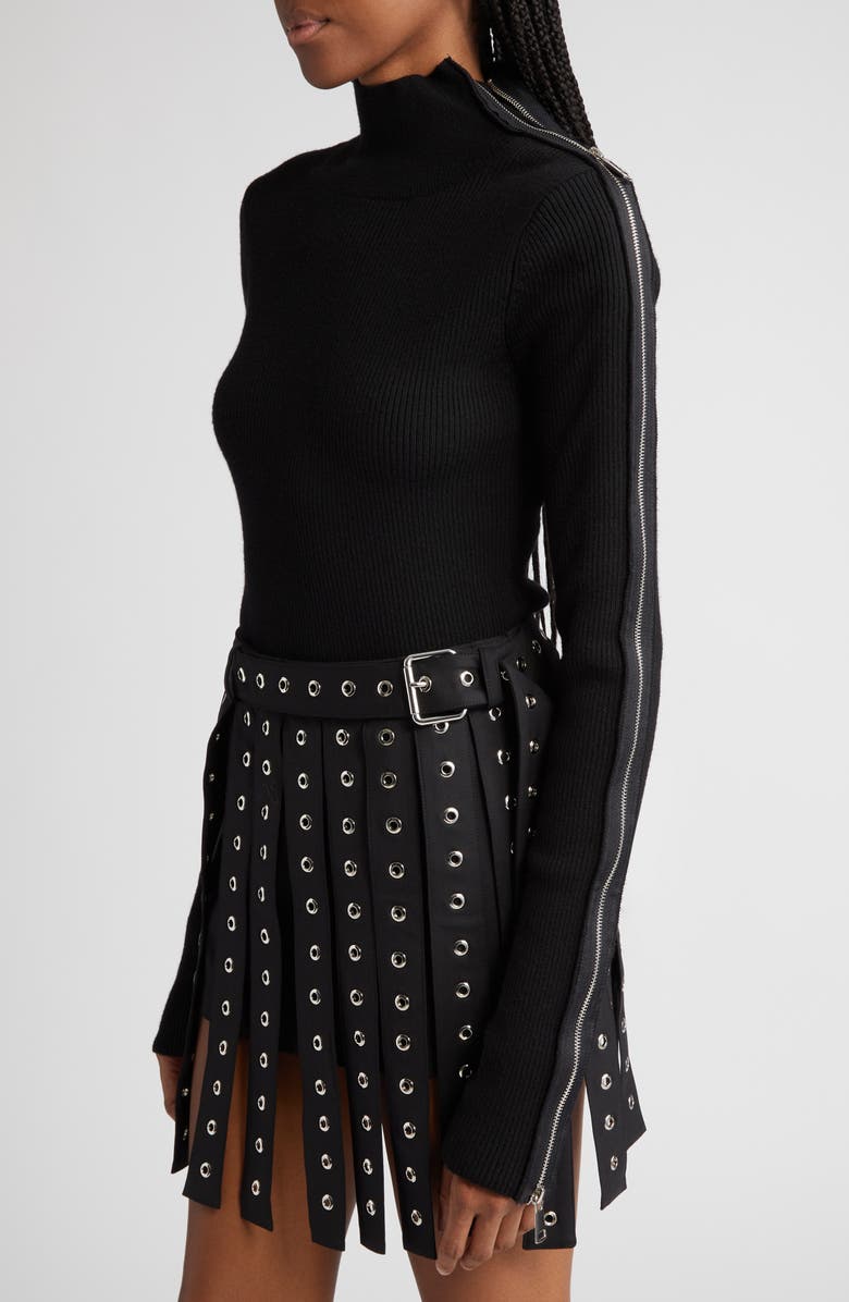 MONSE Zip Detail Merino Wool Blend Turtleneck Sweater, Alternate, color, 