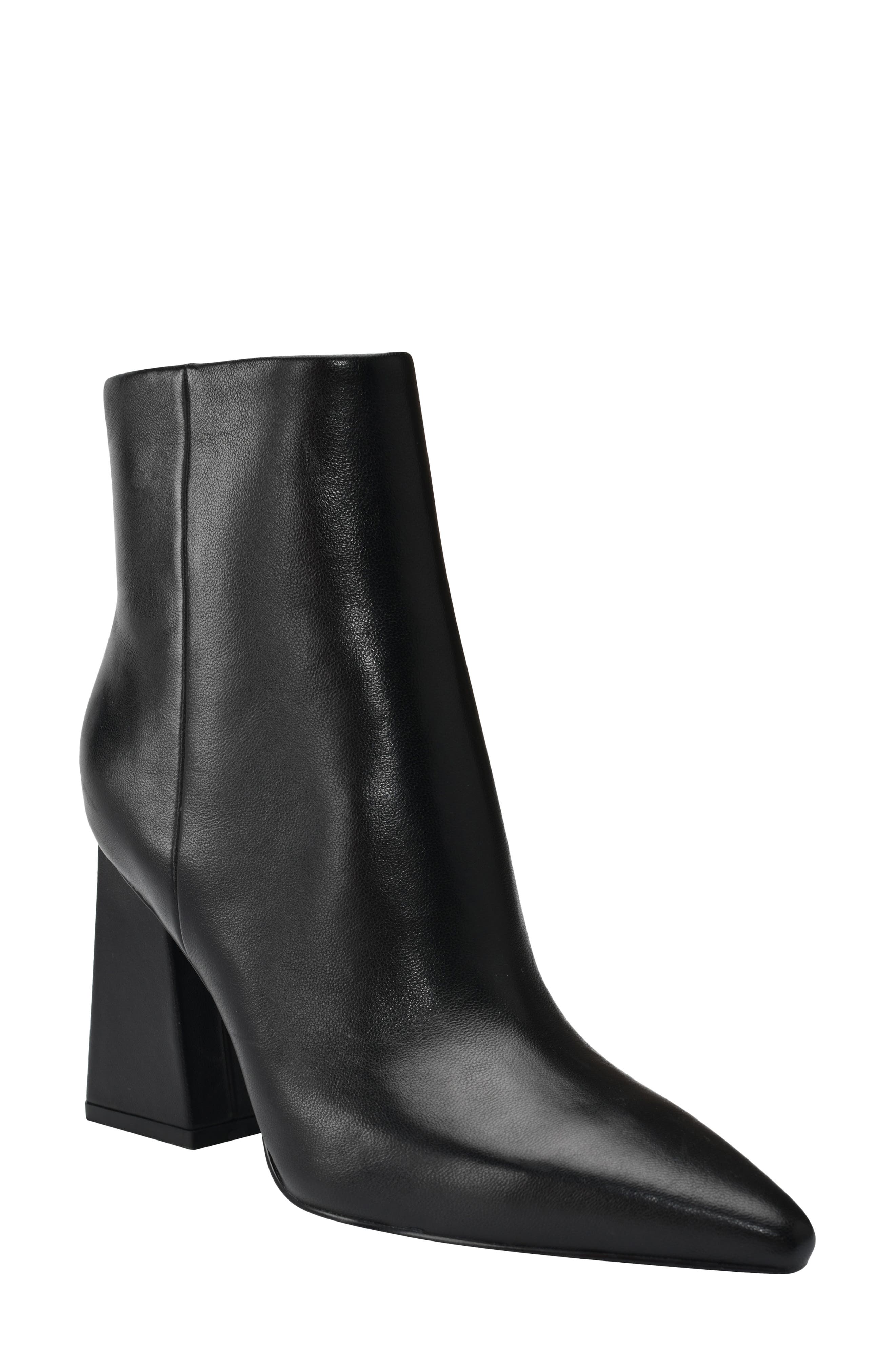 Kulika Leather Pointed Toe Bootie, Main, color, BLACK LEATHER