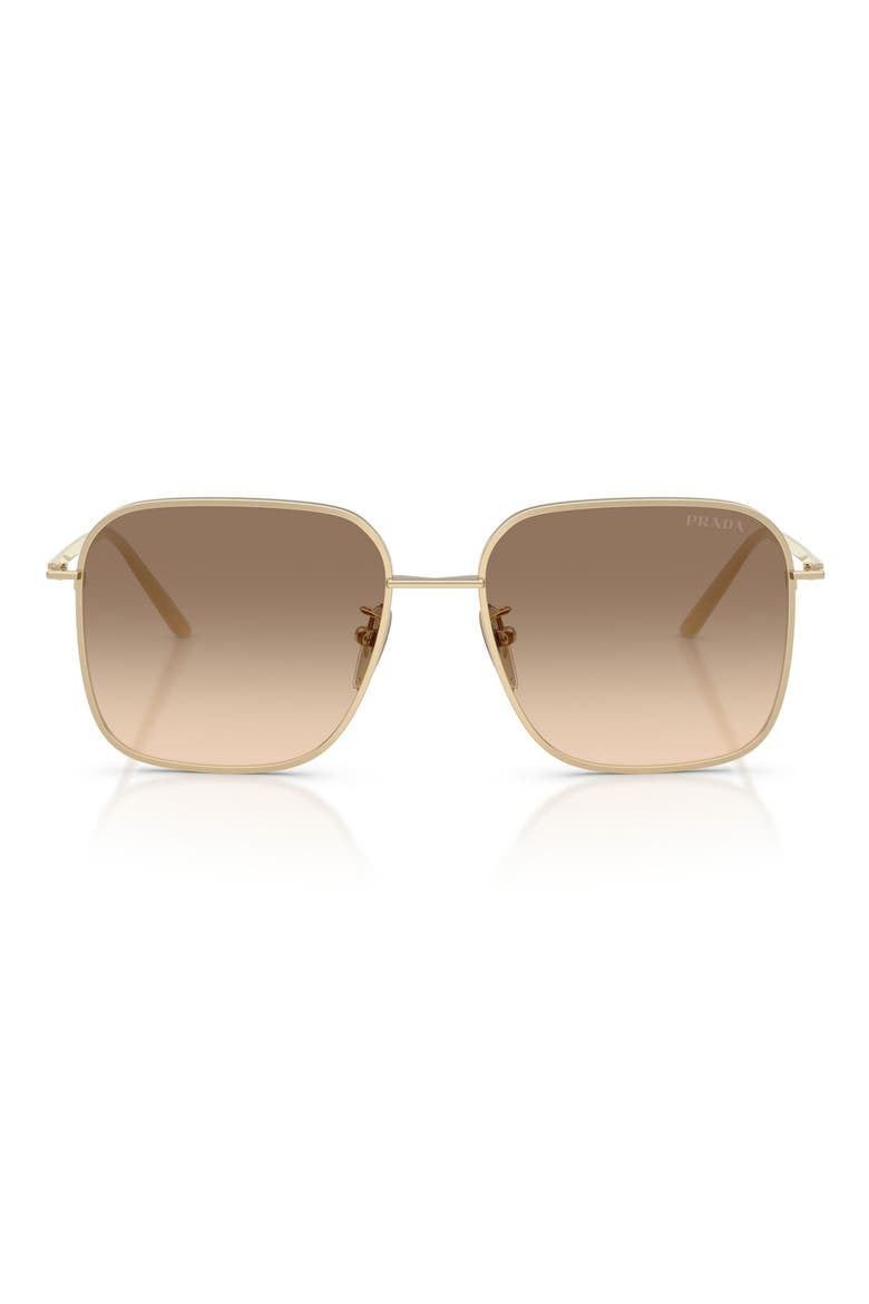 57mm Square Sunglasses, Main, color, PALE GOLD / BROWN GREY