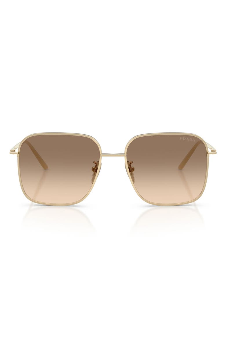 Prada 57mm Square Sunglasses, Main, color, Pale Gold / Brown Grey