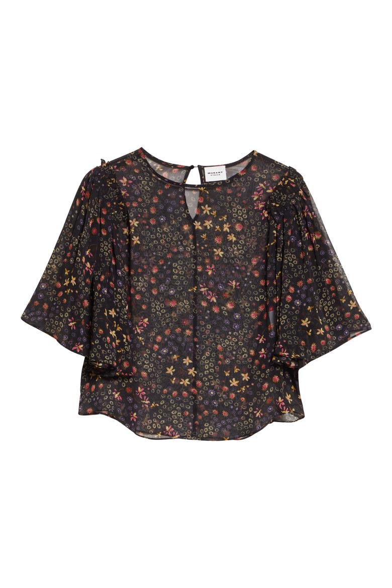 Floma Georgette Blouse, Alternate, color, BLACK/ ECRU