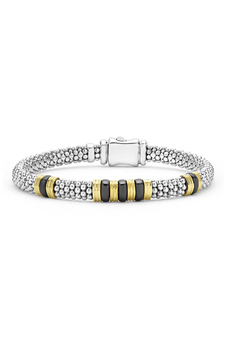 Men's Black Caviar Triple Station Caviar Bracelet, Main, color, SILVER